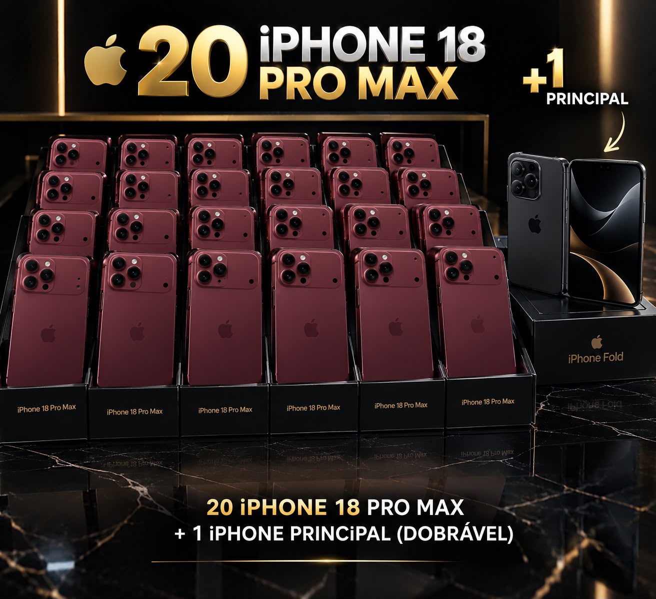 iPhone dobrável + 20 iPhone 18 pro Max